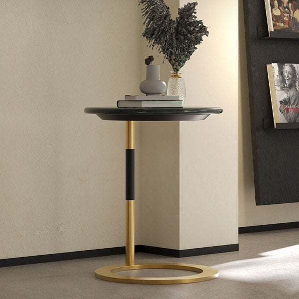 Pearce Side Table, Stainless Steel & Ceramic Stone-Rit Concept-Rit Concept