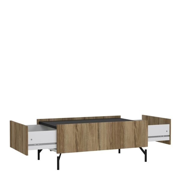Furniture To Go Kendall Coffee table with 2 Drawers Oak and Black