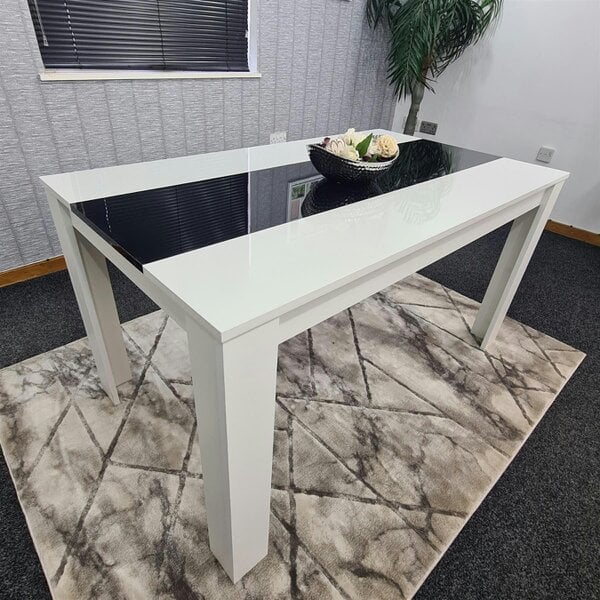 Kosy Koala Dining Table Wood Kitchen Place for 6 Seats, Dining Table Only (White and Black H 75 x L 140 x W 80 cm)