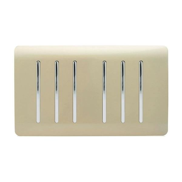 Trendi Switch 6 Gang 1 or 2 Way Light Switch in Champagne Gold