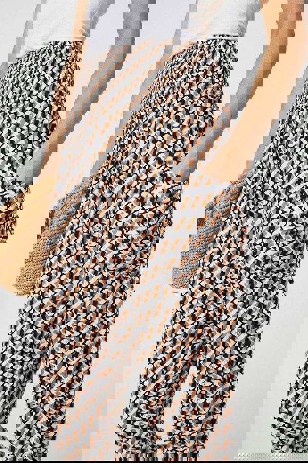 Beige | Geo Print High Waist Tassel Harem Pants