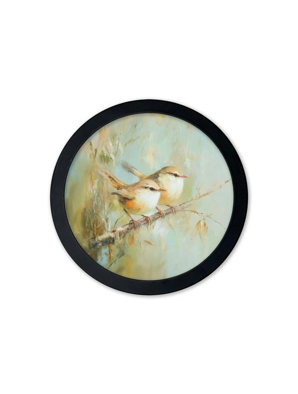 Exceptional Art Garden Birds - 30cm Black Round Box Frame