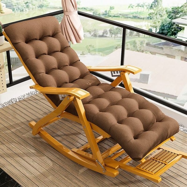 Bamboo Rocking Chair Foldable Recliner Sun Loungers Living and Home