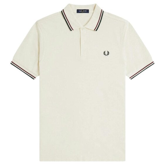 Fred Perry Twin Tipped Fred Perry Polo Shirt - Ecru/Oxblood/Grassroots
