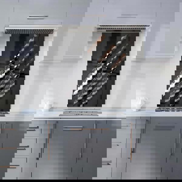 Warren Reed - Designer Elegant Trio of Chef's Blades Kitchen Splashback