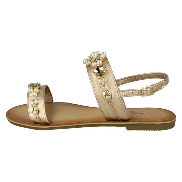 Spot On Ladies Spot On Jewelled Pearl Slingback Sandals F00116