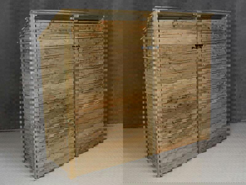 Arbor Garden Solutions Wooden Log Store (Roof Sloping Back) with Doors W-227cm, H-126cm or 180cm, D-88cm