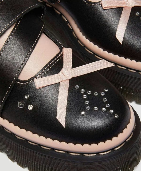 Dr. Martens Kemsley Athena Leather Women's Black/Powder Pink Shoes