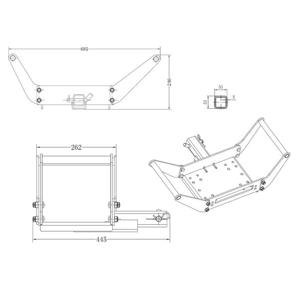 WINCHMAX Mobile Winch Mount 17,000lb - 20,000lb 2 inch Receiver Hitch Winch Mounting plate