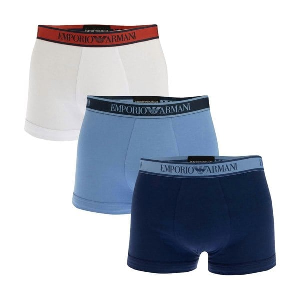 Emporio Armani Mens Boxer Shorts (Pack of 3) - White/Blue/Navy