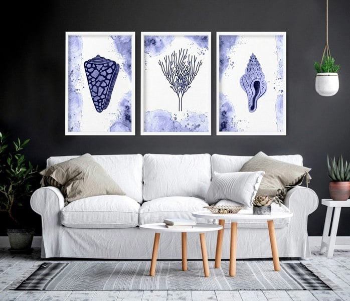 Pictures for living room walls | Set of 3 wall art prints