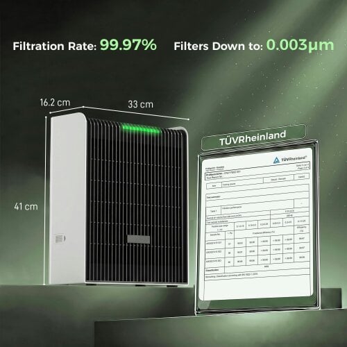 HOMCOM Air Purifier for Home Bedroom, H13 HEPA Filter, Pet Air Cleaner