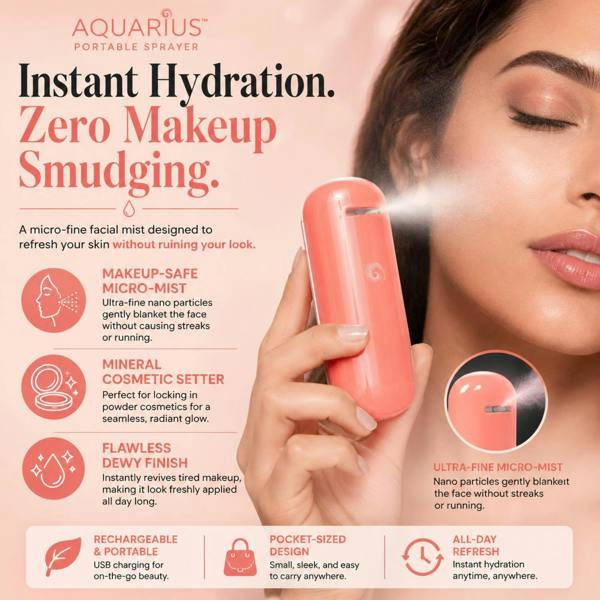 Aquarius Portable Nano Mist Sprayer Pink Handheld Rechargeable Facial Steamer