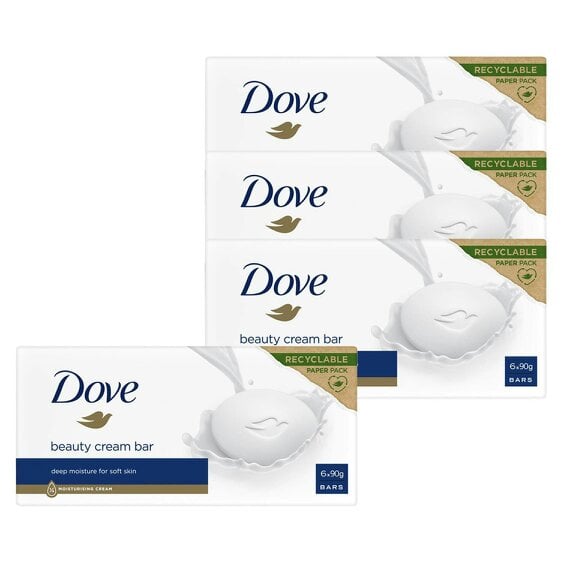 Dove Orignal Moisturising Beauty Cream Bar for Soft & Smooth Skin, 6x90g, 4 Pack