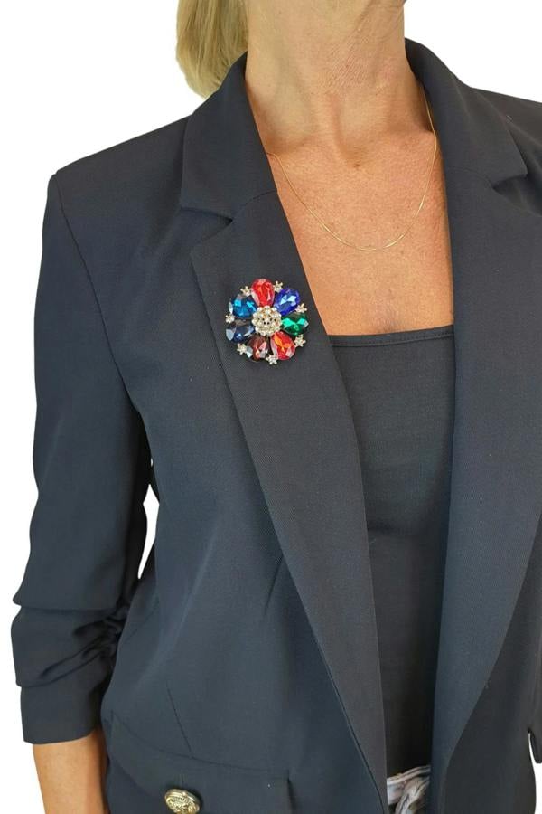 Paulo Due Large Petal Coloured Brooch