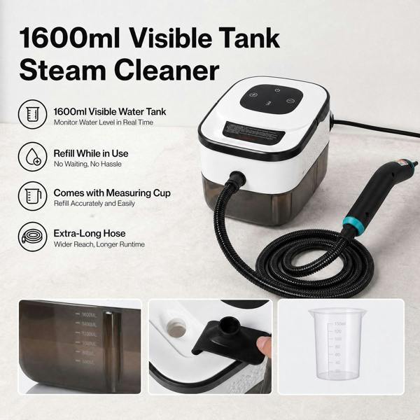 Spector Steam Cleaner Handheld 6 Settings with Tank 105°C Heat For Kitchen White