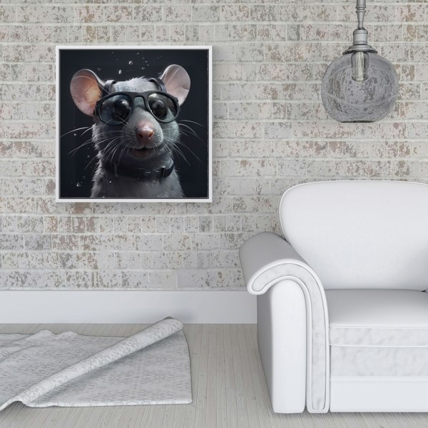 Warren Reed Splash Art Rat In Glasses Framed Canvas