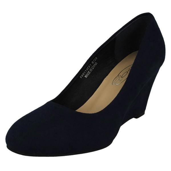Spot On Ladies Spot On Elegant Wedge Heeled Court Shoes F90114
