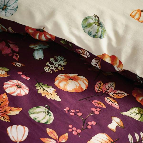 Autumn Pumpkins Plum Duvet Cover Set