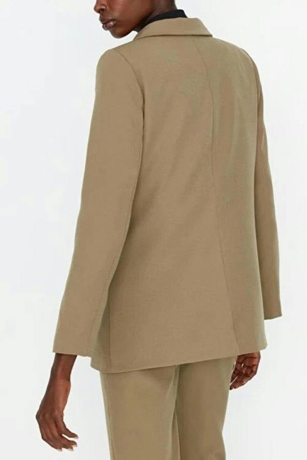 WOVCOR Lined Woven Blazer Jacket with Button Detail