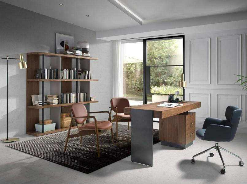 Angel Cerdá Desk walnut and darkened polished steel 3237