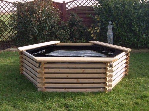 7.6ft 300 Gallon Hexagonal Wooden Norlog Pond, 590mm high