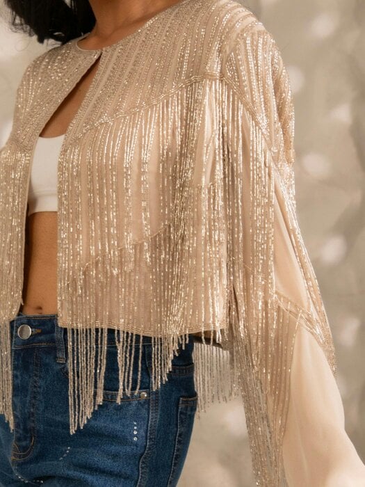Rose & Nancy Scarlett Jacket Ivory and Soft Pearl