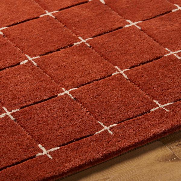 Livabliss Brook-Hand Tufted Terracotta Beige Wool Modern Fringe Rug