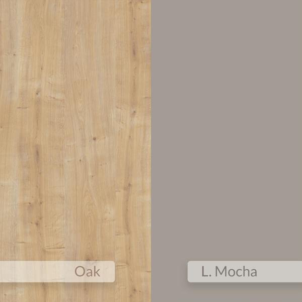 Decortie Muju Modern C Shape Table Oak Effect Gold Marble Effect Mocha Grey Multipurpose  H 57cm