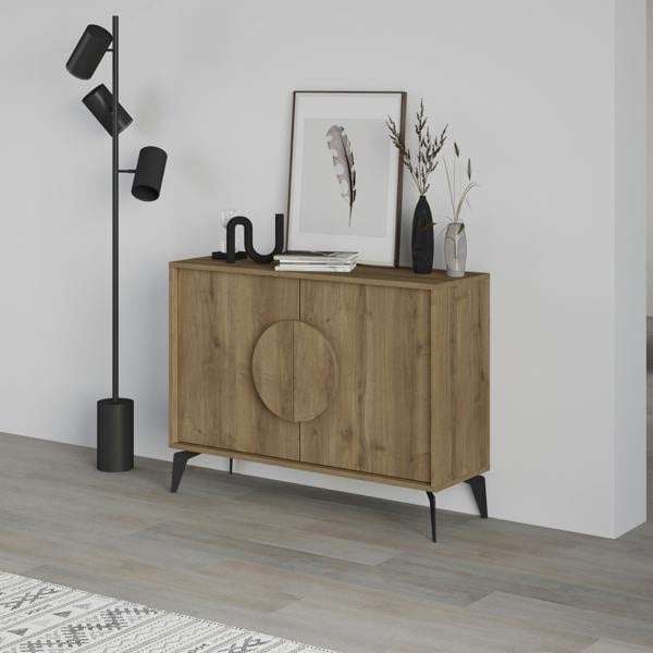 Decortie Gora Sideboard Modern Storage Cabinet with 2 Pull-open Doors Metal Legs 110cm Width
