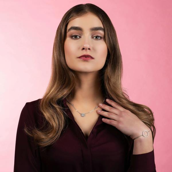 Halo Pendant Necklace with Cubic Zirconia - namana.london