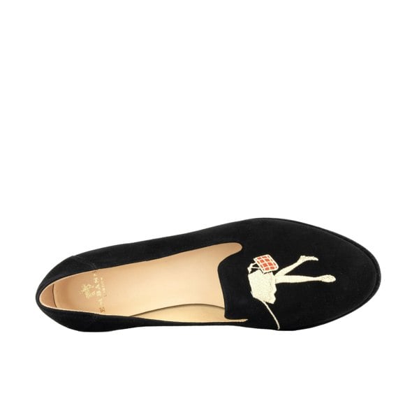 Embassy London Fetch - Black - Women's round toe poodle embroidered comfy leather loafer