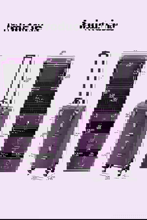 Living and Home Professional 3-in-1 Rolling Cosmetic Cases Makeup Trolley Nail Luggage Storage Organizer