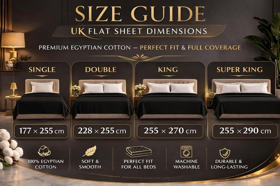 Night Zone 200 Thread Count Egyptian Cotton Flat Sheet – Hotel Quality Bed Linen