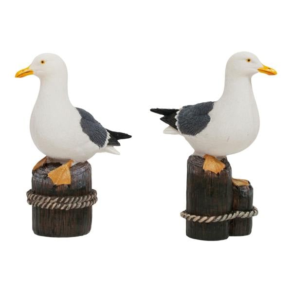Ferncrest Trading Pair of Realistic Seagull Bird Garden or Home Ornaments