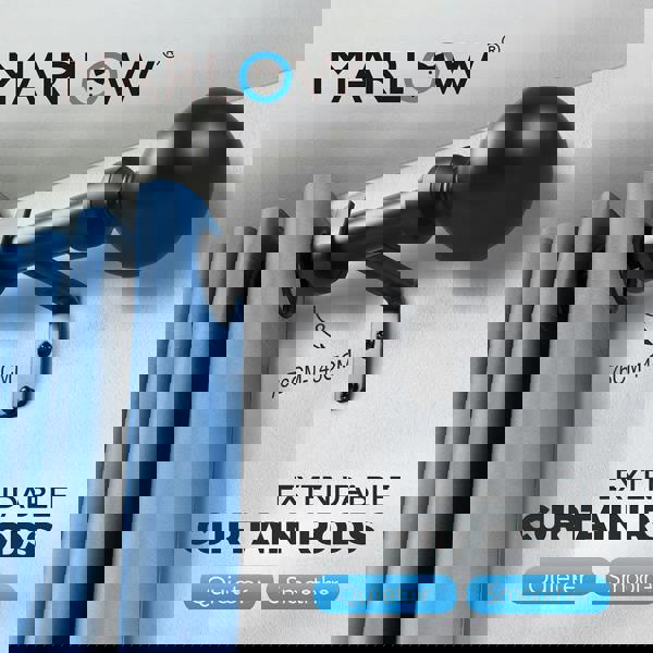 Marlow Steel Curtain Rod Quiet Rail Pole Set Extendable Adjustable Home Hotel