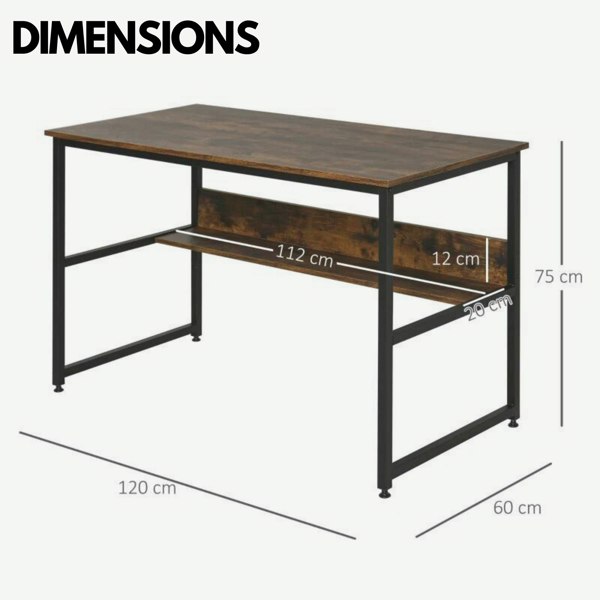 Rafaelo Mobilia Industrial Rustic 2 Tier Computer Desk