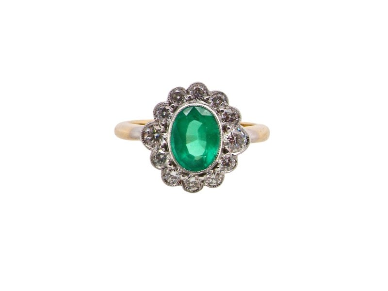 Vintage Tom A fabulous Emerald and Diamond cluster ring