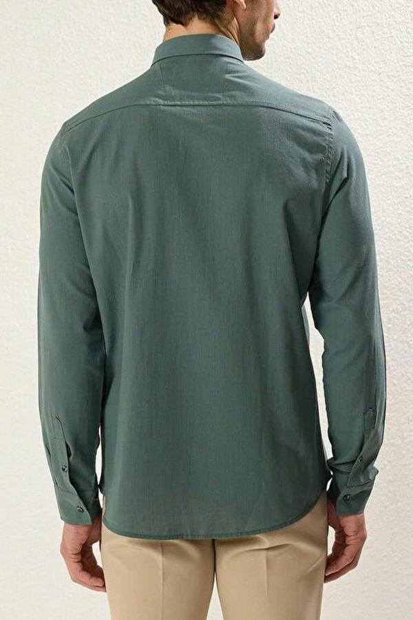 WOVCOR Slim Fit 100% Cotton Linen Look Men’s Shirt