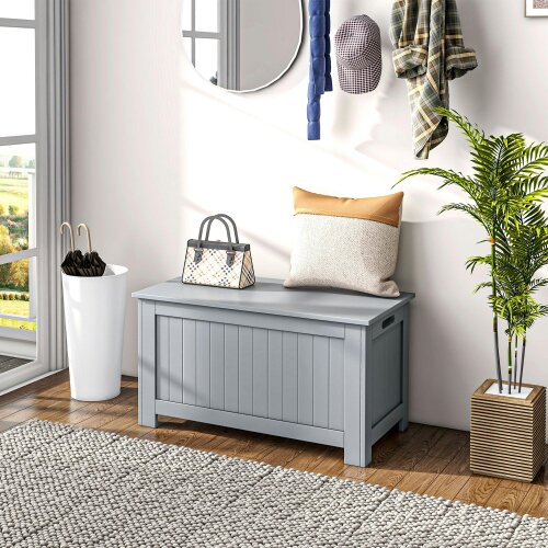 Wyld Haus Vekasa Grey Toy and Blanket Storage Chest With Safety Hinged Lid