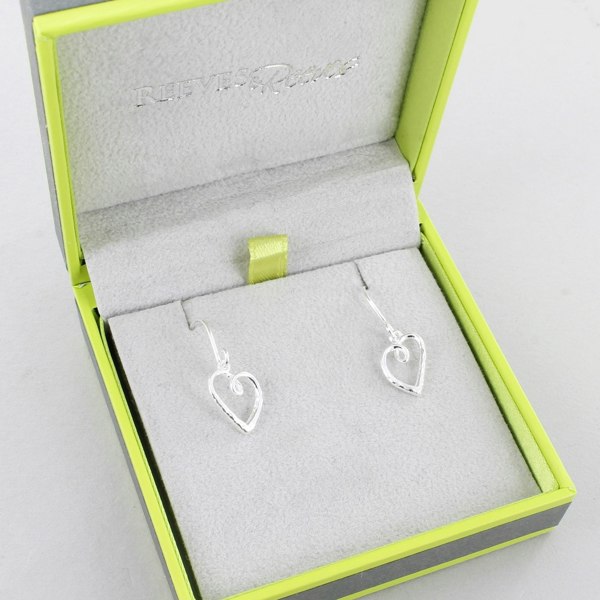 Curly Heart Earrings in Sterling Silver - Reeves & Reeves