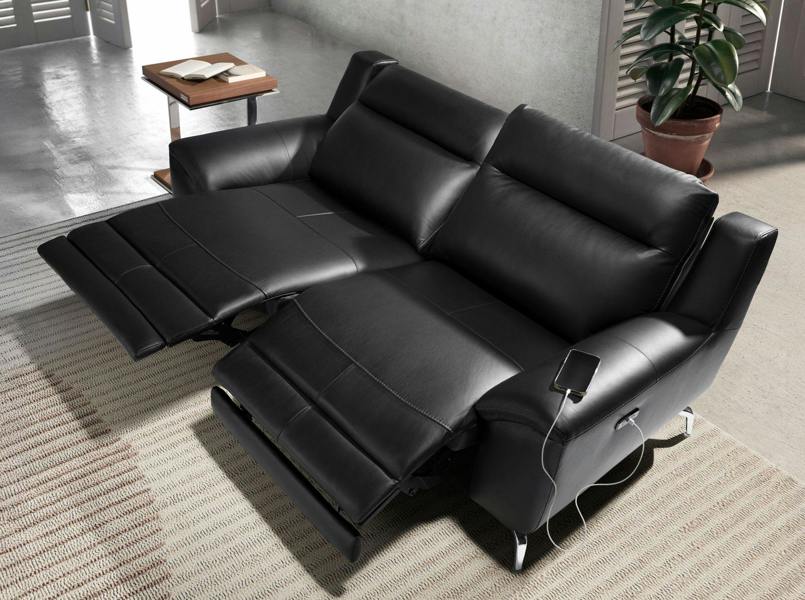 Angel Cerdá Black leather relax sofa 6193/6194