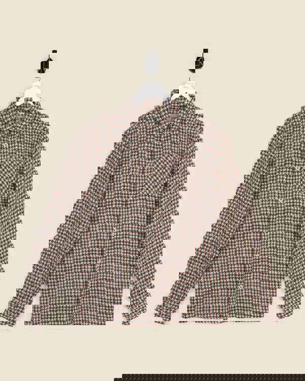 Larsson & Co Cream, Rust & Charcoal Houndstooth Textured Overshirt