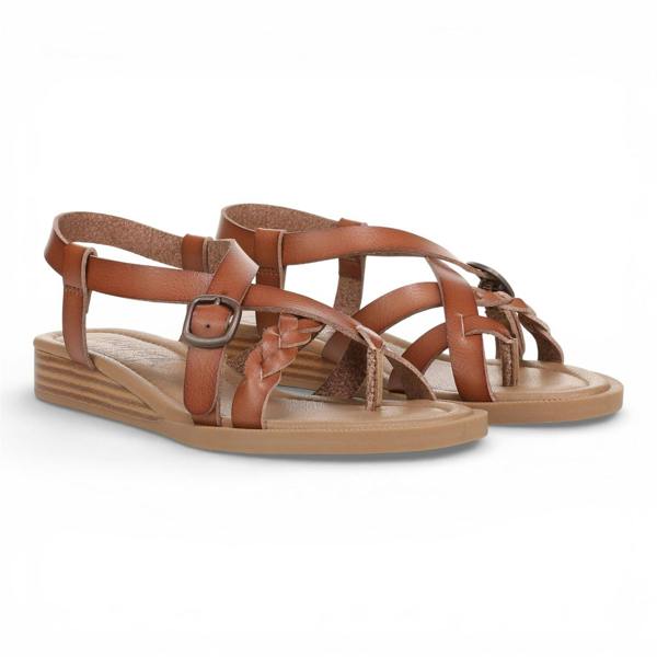 Blowfish Malibu Women's Scotch Tan Micro Wedge Strappy Sandals - April