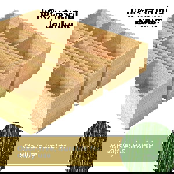 Toque 5 Pcs Bamboo Drawer Organizer Multi-Use Storage Box with Removable Divider