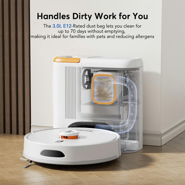 Teendow Robot vacuum cleaner with mopping function and automatic suction station, 6000Pa suction power