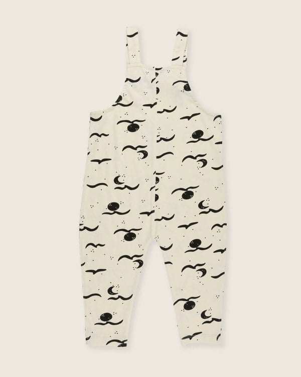 organic cotton Cream Moon Wave Print Dungarees - image 7