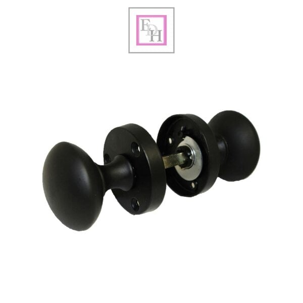 EDH Door Hardware Matt Black Round Door Knobs on Rose – Modern Internal Mortice Door Knob Set – 1 Pair