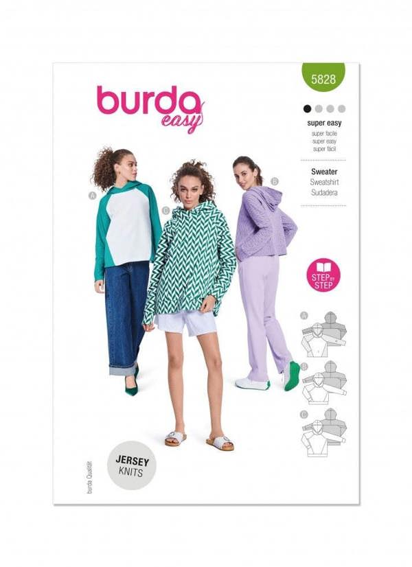 Burda Sewing Pattern 5828 Tops and Sweaters For Women, 8-22 (34-48) - Easy