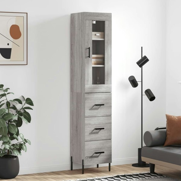 Berkfield Highboard Grey Sonoma 34.5x34x180 cm Engineered Wood